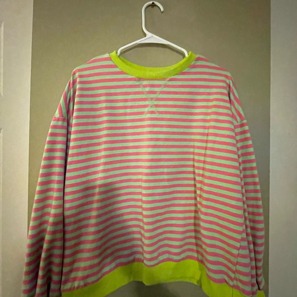 Striped Pink and Green Sweater